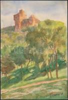 Tihanyi jelzéssel: A gellérthegyi Hegedűs Villa. Akvarell, papír, 27×18 cm