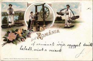 1897 (Vorläufer!) Salutari din Romania / Romanian folklore, Libraria Carol Müller Art Nouveau, floral, litho