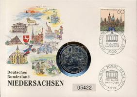 NSZK 1990. "Alsó-Szászország" érmés, bélyeges borítékon, 2klf bélyeggel és elsőnapi bélyegzővel T:BU Ismertetőkkel!