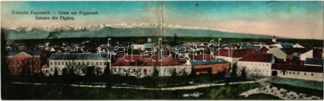 1911 Fogaras, Fagaras; kinyitható panorámalap / folding panoramacard (r)