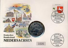 NSZK 1990. "Alsó-Szászország" érmés, bélyeges borítékon, 2klf bélyeggel és elsőnapi bélyeg...