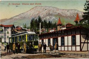 1919 Ótátrafüred, Altschmecks, Stary Smokovec; Elektr. Bahnstation / Villamos vasút állomás. Fuchs Gyula felvétele és kiadása / tram station, tramway + Vojenská zásobárna Poprad (EK)