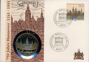 NSZK 1991. "750 éves Hannover" érmés, bélyeges borítékon T:PP