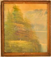 Telepy jelzéssel: Hegyvidéki tópart. Olaj, vászon-karton, foltos, festék hibákkal, üvegezett keretben, 33×28 cm