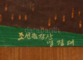 Tájkép, jelzett kínai kollázs, keretben, 19×29 cm