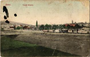 1915 Zsibó, Jibou; Vasútállomás, tehervonat, gőzmozdony / Bahnhof / railway station, freight train, locomotive (EB)