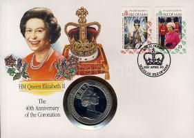 Man sziget 1989. 1C "Királyi látogatás" érmés, bélyeges borítékon "40. koronázási évforduló T:BU