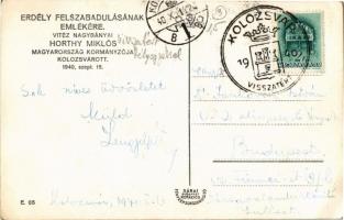 1940 Kolozsvár, Cluj; bevonulás, Horthy Miklós, tank / entry of the Hungarian troops, Horthy and tan...