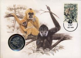Vietnam 1990. 10D "Gibbon" érmés, bélyeges borítékon T:BU Csak 20.000db! Ismertetővel!