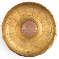 1917 ágyúhüvelyből készült bronz tálka, "Weihnachten im Felde" felirattal, d:11 cm