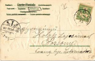 1903 Cats watching the monkey's puppet show. Emb. litho