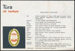 Túra női kerékpár reklám lap műszaki adatokkal