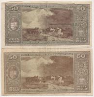 1945. 50P (2x) színváltozat, egyiknél hátlapi nyomat eltolódás T:III-