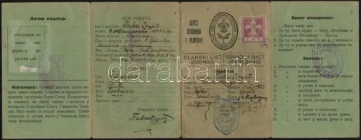 1927 Szerb cserkész igazolvány, fénykép nélkül