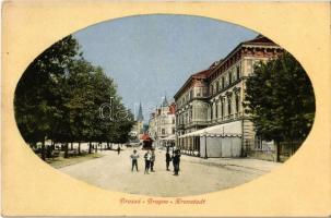 Brassó, Kronstadt, Brasov; utca, vendéglő / street view with restaurant