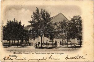 Csatád,  Lenauheim; Lénau tér, községház. Felvette Bierbaum Gyula / square, town hall (szakadás / tear)