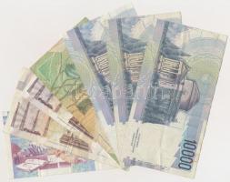 Olaszország 1984. 10.000L (3x) + 1985. 5000L + 1990. 1000L + 2000L (2x) T:III tűnyom
Italy 1984. 10...