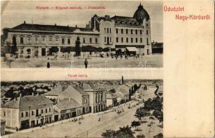 1907 Nagykőrös, Népbank, Központi szálloda, Posta palota, Városi látkép, Gál Sándor, Weisz Mihály üzlete. Kiadja Deutsch Henrik (EK)