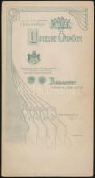 cca 1900 Házaspár műtermi portréja, keményhátú fotó Uher Ödön műterméből, szecessziós hátlappal, 21×...