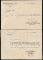 1946-1960 4 db szociáldemokrata/MDP/MSZMP pártügyekben írt hivatalos levél, közte SZDP-ből való kizárással kapcsolatos is, fejléces papíron