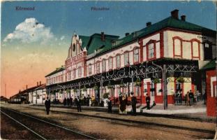 1918 Körmend, Pályaudvar, vasútállomás, vasutasok (EK)