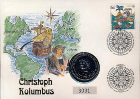 Dominika 1992. 1P "Kolumbusz" érmés, bélyeges borítékon T:1 Ismertetővel!