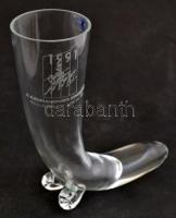 Emlék üveg tülök "X. European Sport Conference" felirattal, hibátlan, m:19 cm és egy ezüst...