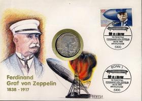 Német 3. Birodalom 1936. 5M Ag "Hindenburg" érmés, bélyeges borítékon T:2/3 Ismertetővel!