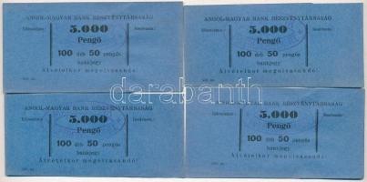 ~1930-1940. 4db bankjegy kötegelő 50 Pengős bankjegyekhez, Magyar Bank és Kereskedelmi Rt. felülbélyegzéssel.