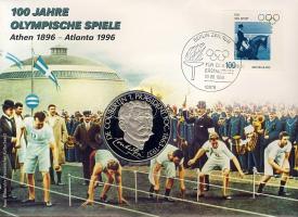 NSZK 1996. "Coubertin-100 éves az újkori olimpia" érmés, bélyeges borítékon T:PP Ismertetővel!