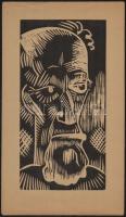 cca 1920 Jelzés nélkül: Expresszionista férfi portrék (10 db). Fametszet, papír, apró gyűrődésekkel, 30,5×15,5 cm (10×)