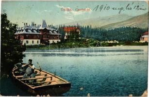 Tátra, Tatry; Csorbai-tó, csónak, szálló. Feitzinger Ede No. 10? / Strbské pleso / lake, boat, hotel (Rb)