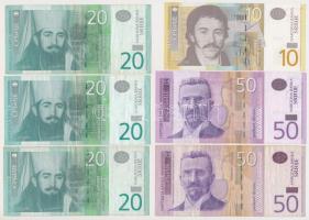 Szerbia 2013. 10D + 20D (3x) + 2014. 50D (2x) T:III Serbia 2013. 10 Dinara + 20 Dinara (3x) + 2014. 50 Dinara (2x) C:F