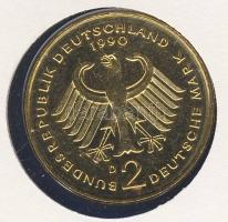 NSZK 1990. 2M aranyozva "Kurt Schumacher" érmés, bélyeges borítékon T:2 Ismertetővel!