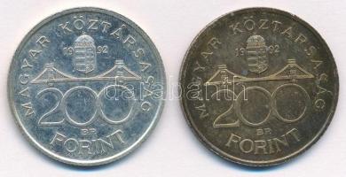 1992. 200Ft Ag "MNB" (2x) T:2 patina Adamo F13
