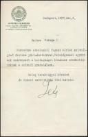 1937 Bp., viski Illés József jogász gépelt, aláírt gratulálólevele Debreczeni Istvánnak utóbbi házassága alkalmából, fejléces papíron, borítékkal