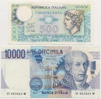 Olaszország 1979. 500L + 1984. 10.000L T:III szép papír Italy 1979. 500 Lire + 1984. 10.000 Lire C:F fine paper