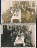1940 Hazatérő tisztek tiszteletére adott vacsora, 2 db feliratozott fotólap, 9×14 cm