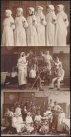 cca 1914-1918 Karácsony egy katonai kórházban, 3 db fotólap, 9×14 cm