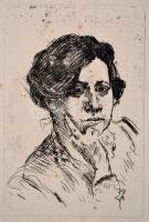 Jelzés nélkül: Női portré. Rézkarc, papír, foltos, 12×8 cm