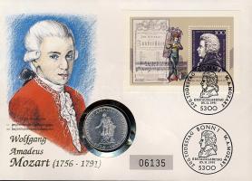 Ausztria 1956. 25Sch Ag "Mozart" érmés, bélyeges borítékon T:2 Ismertetővel!