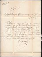 1859 Pest, a pesti magisztrátus levele a terézvárosi plébániához hivatalos ügyben, német nyelven, papírfelzetes zárópecséttel