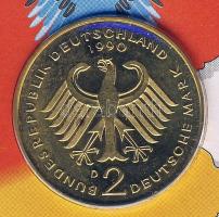 NSZK 1990. 2M aranyozva "Franz Josef Strauß" érmés, bélyeges borítékon T:2 Ismertetővel!