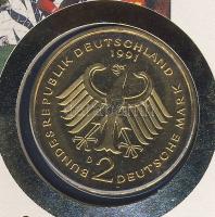 NSZK 1991. 2M aranyozva "Ludwig Erhard" érmés, bélyeges borítékon T:2 Ismertetővel!