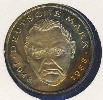 NSZK 1991. 2M aranyozva "Ludwig Erhard" érmés, bélyeges borítékon T:2 Ismertetővel!