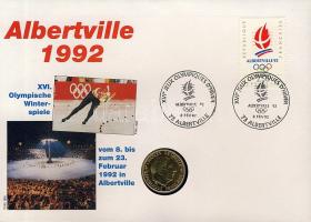 Franciaország 1988. 1F aranyozva "Charles de Gaulle" érmés, bélyeges borítékon "Albertville-i olimpia" T:BU Ismertetővel!