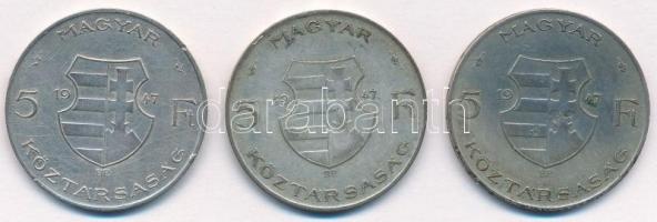 1947. 5Ft Ag "Kossuth" (3x) T:3
Adamo F8.1