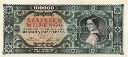 1946. 100000MP(3x) egymásutáni ill. egyugrású sorszámokkal T:I,I-