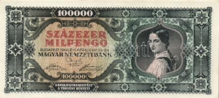 1946. 100000MP(3x) egymásutáni ill. egyugrású sorszámokkal T:I,I-