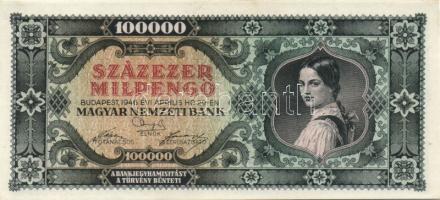 1946. 100000MP(3x) egymásutáni ill. egyugrású sorszámokkal T:I,I-